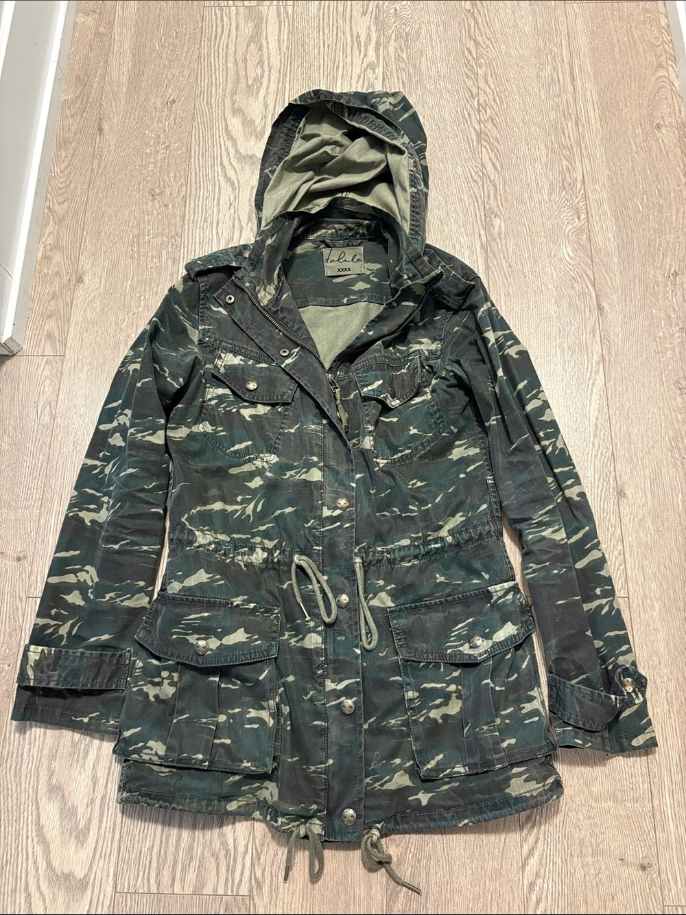 Talula Green Camouflage Hooded Utility Jacket